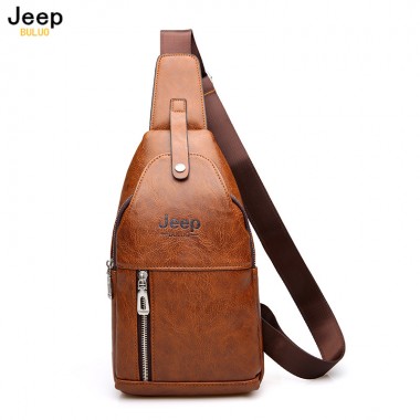 JEEP BULUO Fashion Capacity Man's Chest Bag Casual Crossbody Bags For Men High Quality Leather Sling Bag For Short Trip 2018 New
