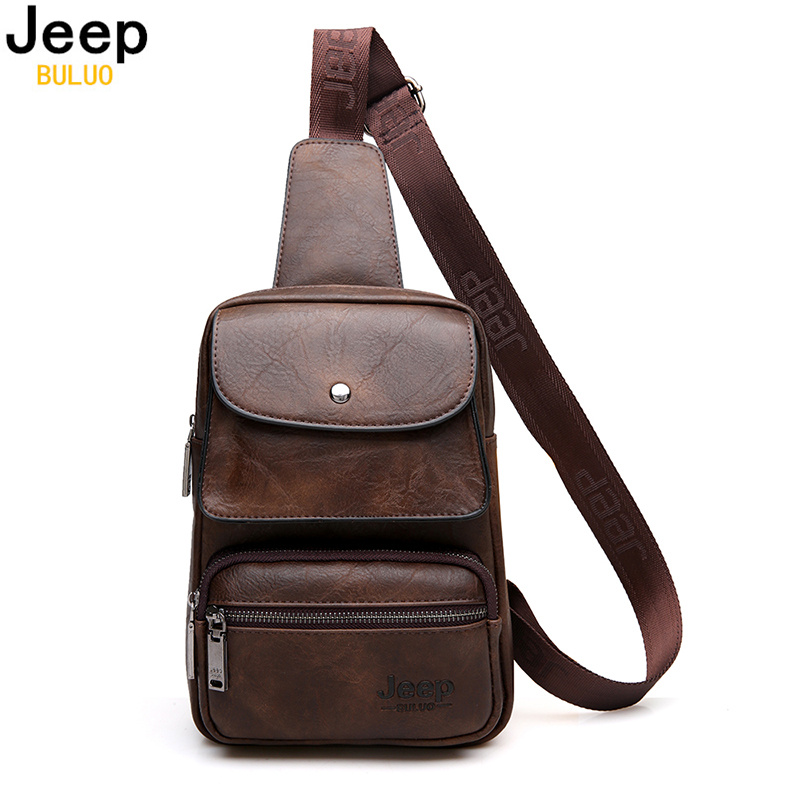 JEEP BULUO Famous Brand Mens Sling Bag Single Shoulder Bag Men Leather ...