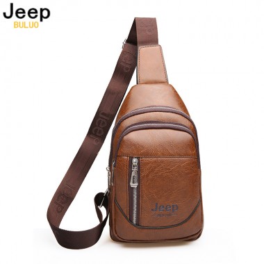JEEP BULUO Large Capacity Chest Bag For Men High Quality Leather Sling Bag Casual Crossbody Bags For Short Trip 2018 New Style