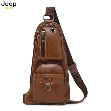 JEEP BULUO Men Messenger Bags New Hot Crossbody Shoulder Bag Famous Brand Man's Leather Sling Chest Bag Fashion Casual 6196