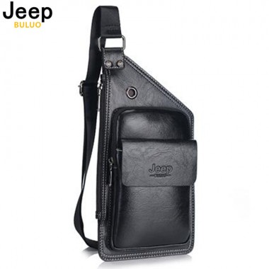 JEEP Famous Brand Men Chest Bags Theftproof Magnetic Button Open Fashion Leather Travel Crossbody Bag Man Messenger Bag 8005