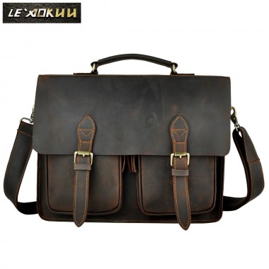 Handmade Original leather Men Designer Business Briefcase Portfolio Attache Bag Commercial Document Laptop Notebook Bag 1061