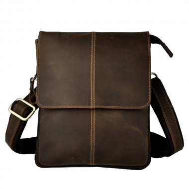 Genuine Leather Men Fashion Casual Small Slim Messenger Shoulder Crossbody Bag Design Waist Belt Pack Waist Phone Pad Pouch 8713