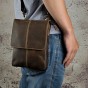 Genuine Leather Men Fashion Casual Small Slim Messenger Shoulder Crossbody Bag Design Waist Belt Pack Waist Phone Pad Pouch 8713