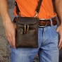 Men Real Leather men Casual Multifunction Small Messenger One Shoulder Bag Hook Phone Pouch Cigarette Case Waist Belt Bag 611-34