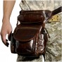 Genuine Leather Men Design Casual Messenger Shoulder Sling Bag Fashion Multifunction Waist Belt Pack Drop Leg Bag Pouch 3109