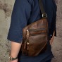 Male Real Leather Fashion Casual Wallet Phone Pouch Designer Small Crossbody Chest Sling Daypack Shoulder Bag For Men b214