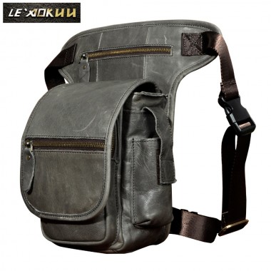 Genuine Leather Men Design Casual Messenger Shoulder Sling Bag Fashion Multifunction Waist Belt Pack Drop Leg Bag Pad Pouch 3110