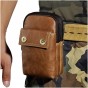 Real Leather men Casual Design Small Waist Bag Pouch Cowhide Fashion Hook Waist Belt Pack Cigarette Case Phone Pouch 009