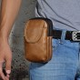 New Real Leather men Casual Design Small Waist Bag Pouch Cowhide Fashion Hook Waist Belt Pack Cigarette Case Phone Pouch 013l