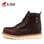 Z.SUO Men's Spring Short Boots Fashion Genuine Leather Ankle Boot Shoes Lace-up Army Martin Boots For Male botas de hombre LK82