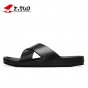 Z.SUO Leather Men Slippers Sandals 2018 Fashion Summer Cross Strap Beach Shoes Flats Slides Flip Flops Male Footwear ZS19603