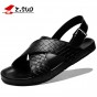 Z. Suo Men Leather Sandals 2018 Summer Fashion Leisure Beach Shoes Waterproof Non-slip Flat Slippers Slides Male Footwear 19606