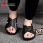 Z. Suo Men Leather Sandals 2018 Summer Fashion Leisure Beach Shoes Waterproof Non-slip Flat Slippers Slides Male Footwear 19606