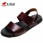 Z. Suo Men Leather Sandals Slippers 2018 Summer Leisure Fashion Beach Shoes Flat Slides Flip Flops Non-slip Male Footwear 16515