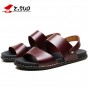 Z. Suo Men Leather Sandals Slippers 2018 Summer Leisure Fashion Beach Shoes Flat Slides Flip Flops Non-slip Male Footwear 16515