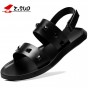 Z. Suo Men's Leather Sandals 2018 Summer Leisure Fashion Beach Shoes Retro Rome Rivet Flat Slippers Slide Male Footwear 19607