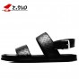 Z. Suo Men's Leather Sandals 2018 Summer Fashion Leisure Beach Shoes Waterproof Non-slip Flat Slippers Slide Male Footwear 19605