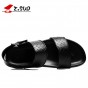 Z. Suo Men's Leather Sandals 2018 Summer Fashion Leisure Beach Shoes Waterproof Non-slip Flat Slippers Slide Male Footwear 19605