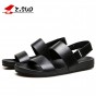 Z. Suo Men's Leather Sandals 2018 Summer Leisure Fashion Beach Shoes Waterproof Non-slip Flat Slippers Slide Male Footwear 19602
