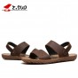 Z. Suo Men Leather Sandals  2018 Plus Size Summer Leisure Fashion Beach Shoes Flat Slides Slippers Non-slip Male Footwear 619NV