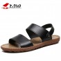 Z. Suo Men Leather Sandals  2018 Plus Size Summer Leisure Fashion Beach Shoes Flat Slides Slippers Non-slip Male Footwear 619NV
